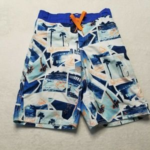 Boys Old Navy Blue & White Swim Shorts Trunks Size M 8 Regular Standar